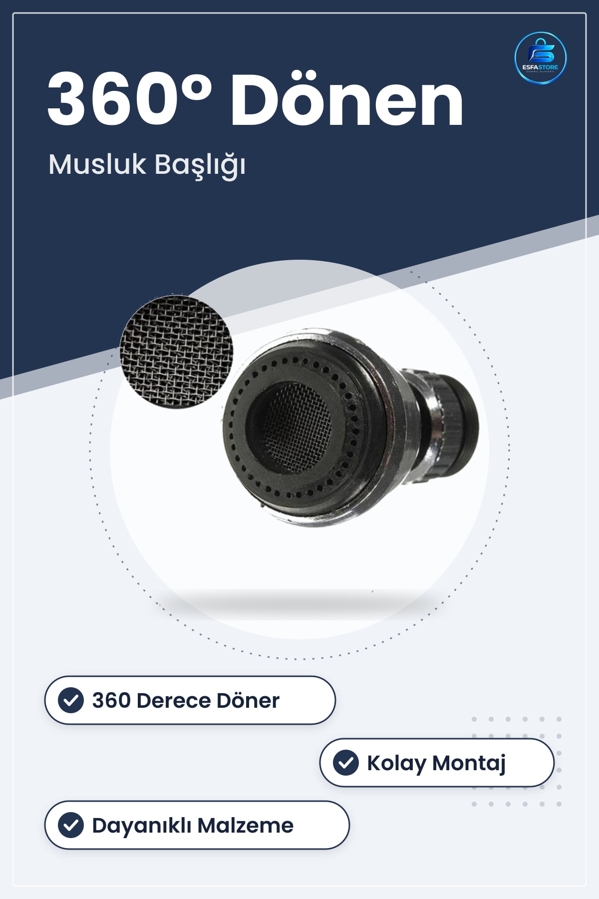 Mini Hareketli Musluk Başlığı 5x3x3 cm Derece Döner Dayanıklı Mutfak Aparatı Kolay Montaj