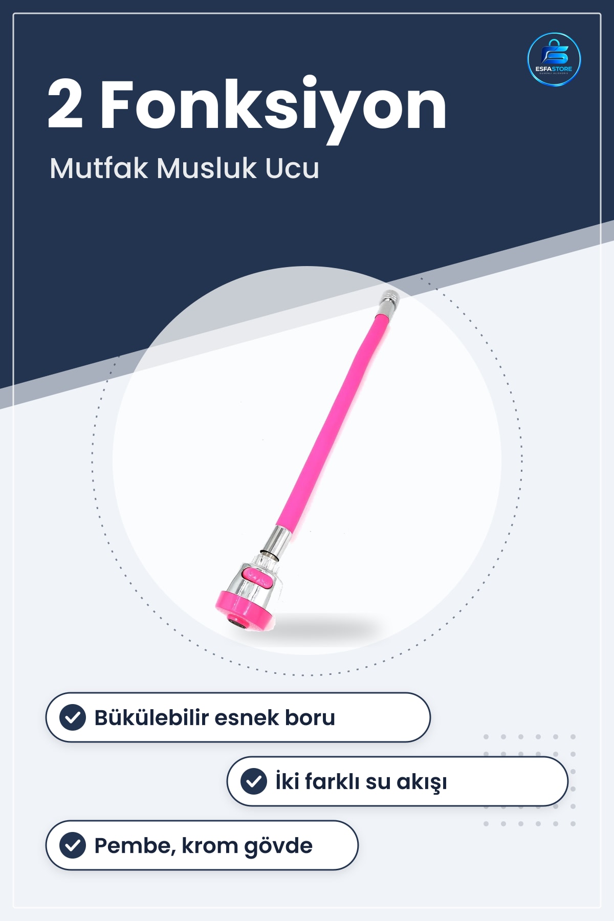 Mutfak Lavabo Ucu Bükülebilir Oynar Başlıklı Tasarruflu Çift Fonksiyonlu Kubar Boru Pratik