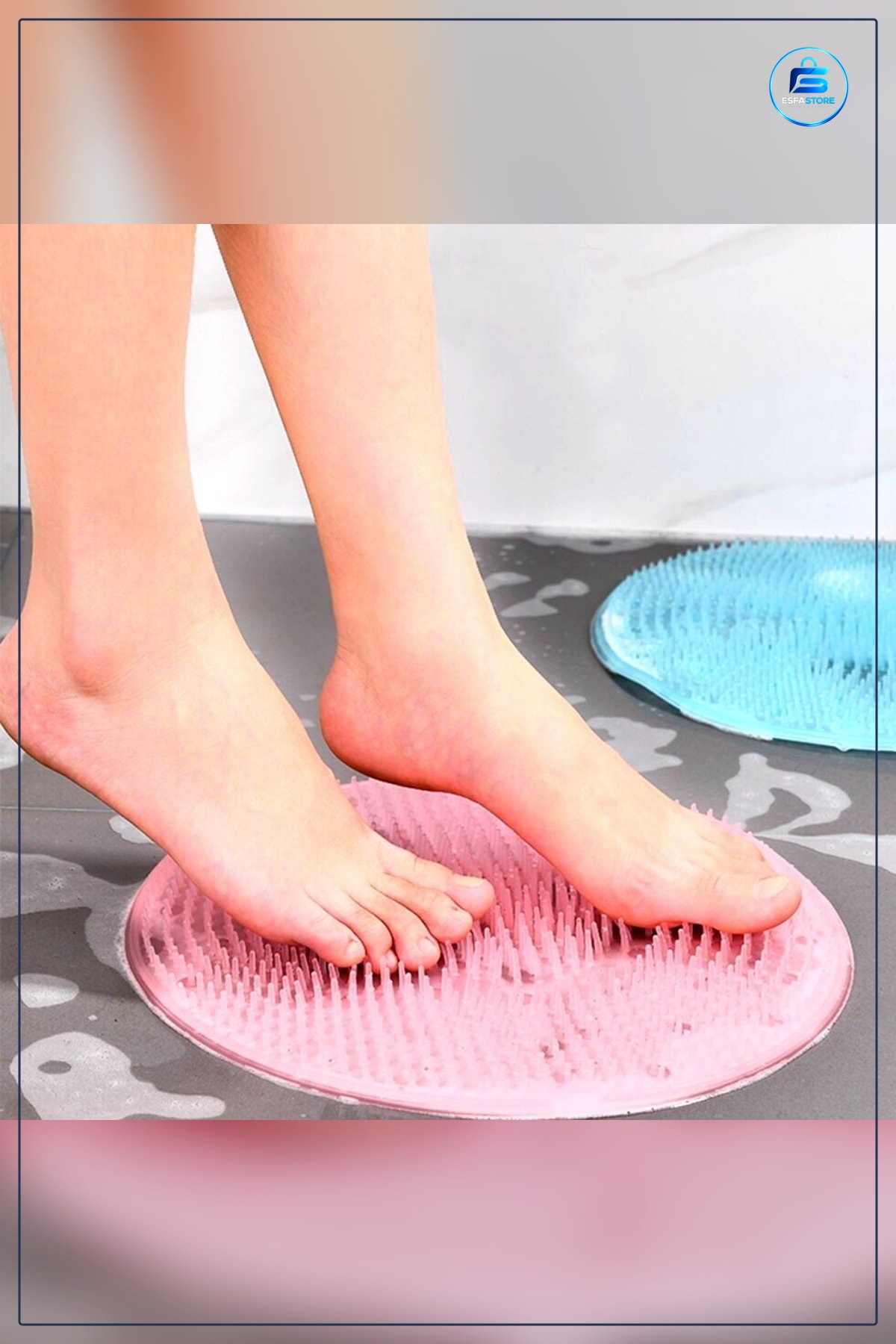 Silikon Fırçalı Banyo Matı Ayaklar İçin Topuk Masaj Paspası Vantuzlu Ölü Cilt Temizleyici Pratik