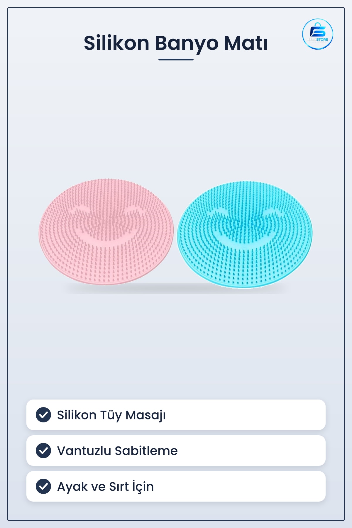 Silikon Fırçalı Banyo Matı Ayaklar İçin Topuk Masaj Paspası Vantuzlu Ölü Cilt Temizleyici Pratik