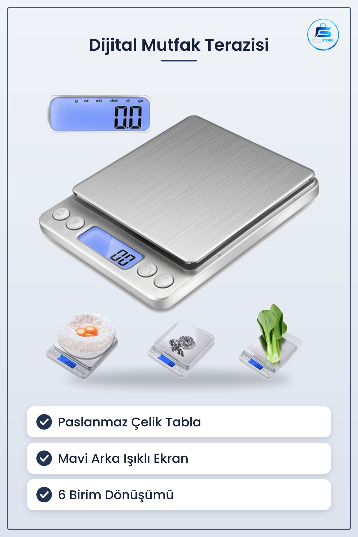 Dijital Hassas Mutfak Terazisi 2000 Gr/01 Gr Hassasiyet Ölçüm Tartısı Gıda Tartma Pratik Kullanım