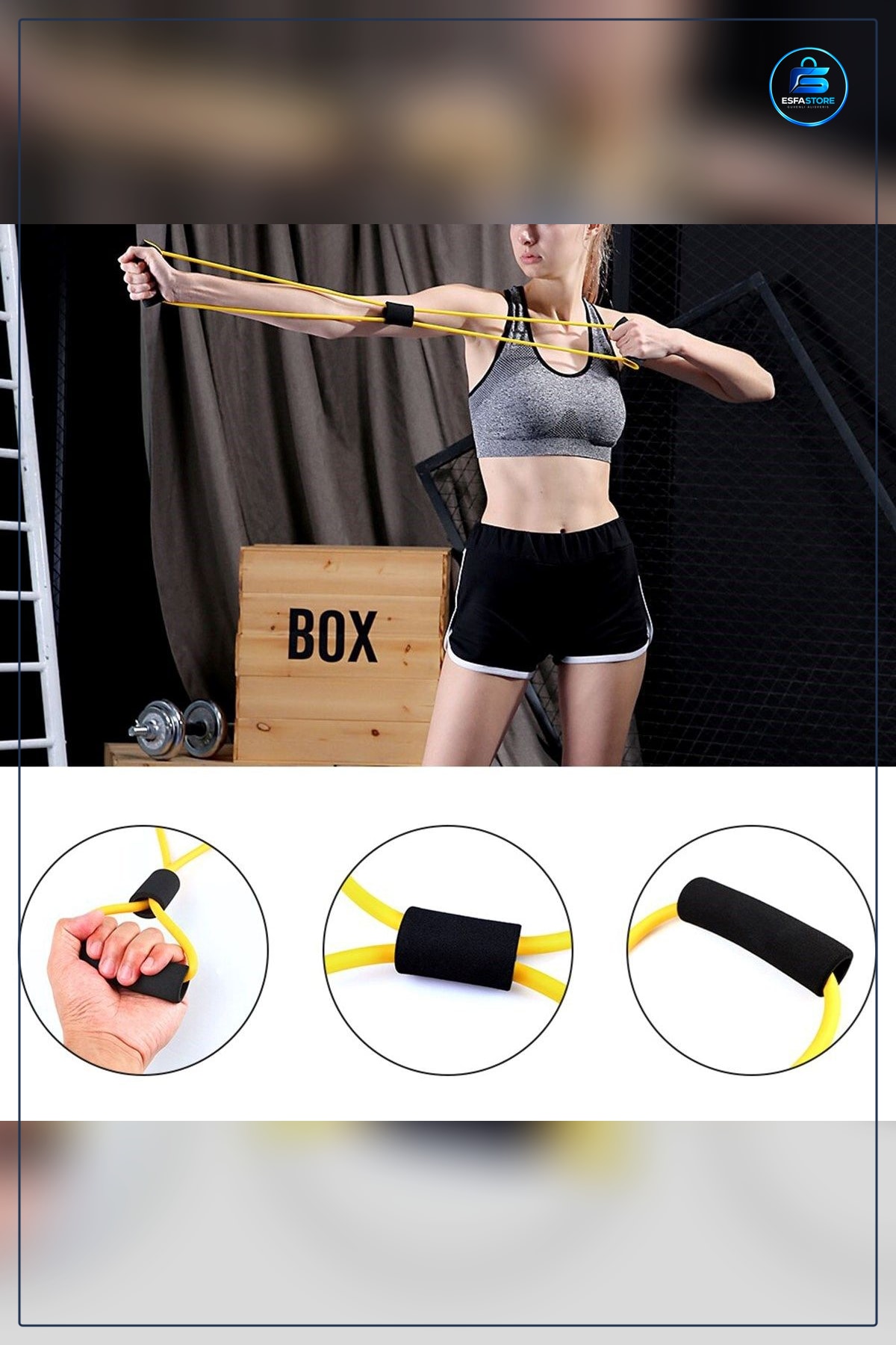 Çift Halkalı Direnç Bandı Yoga Egzersiz Lastиği Vücut Geliştirme Kulplu Pratik Spor Ekipmanı
