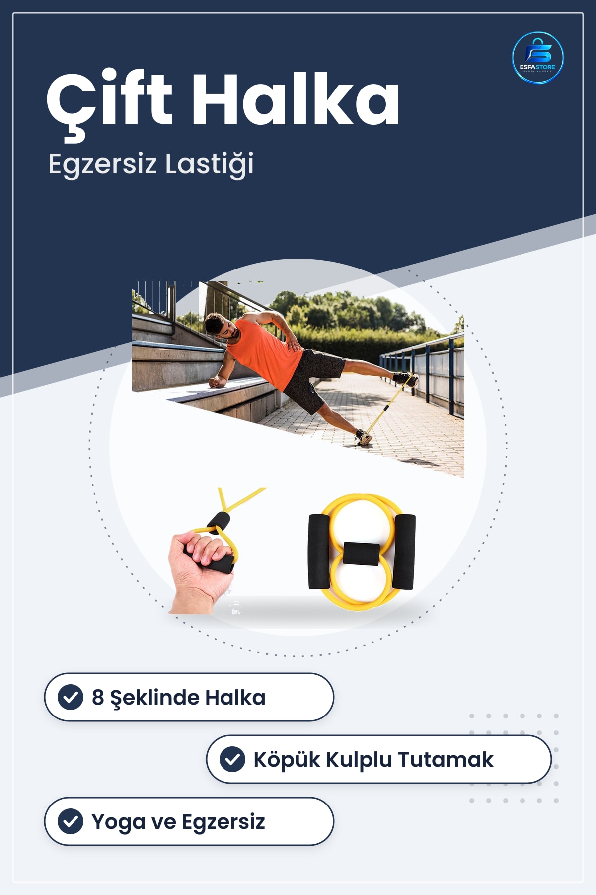 Çift Halkalı Direnç Bandı Yoga Egzersiz Lastиği Vücut Geliştirme Kulplu Pratik Spor Ekipmanı