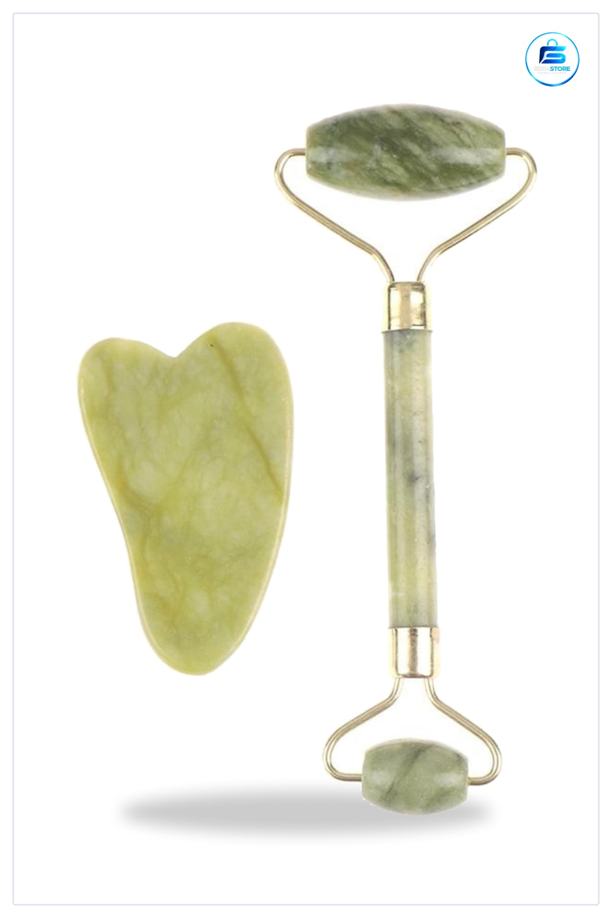 Çift Taraflı Yeşim Taşı Cilt Yüz Masaj Aleti Jade Roller Seti Gua Sha Taşlı Kullanışlı Hediyelik