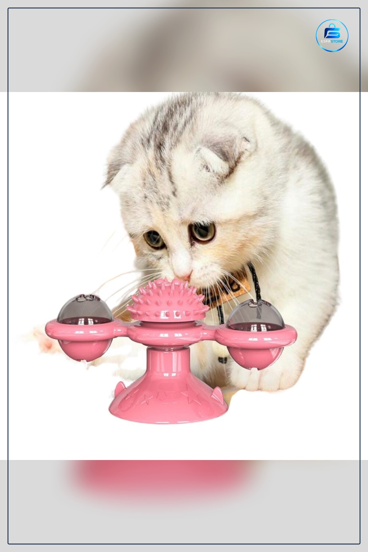 Vantuzlu Fırıldak Kedi Oyuncağı Toplu Dönen Şeffaf Depolu İnteraktif Dayanıklı Tırmalama Topu