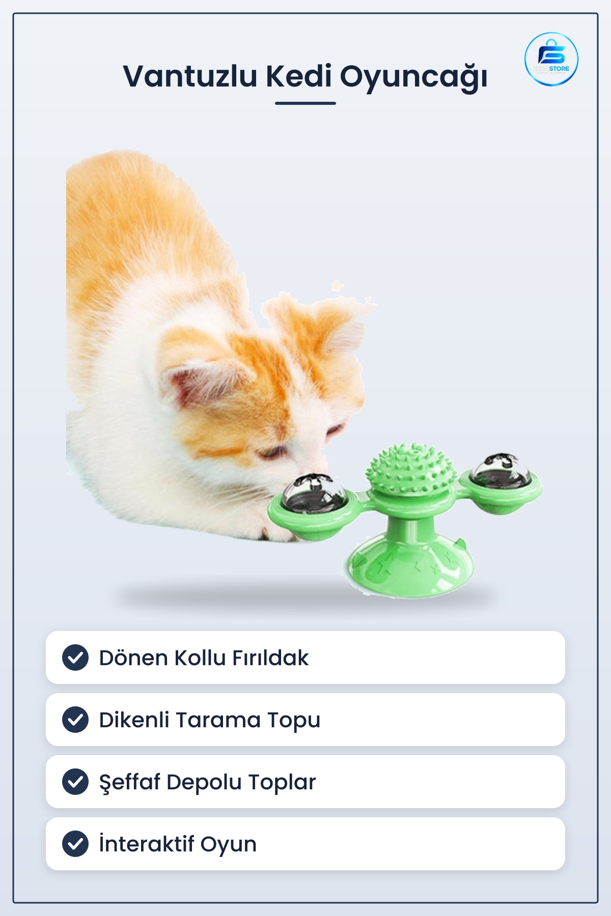 Vantuzlu Fırıldak Kedi Oyuncağı Toplu Dönen Şeffaf Depolu İnteraktif Dayanıklı Tırmalama Topu