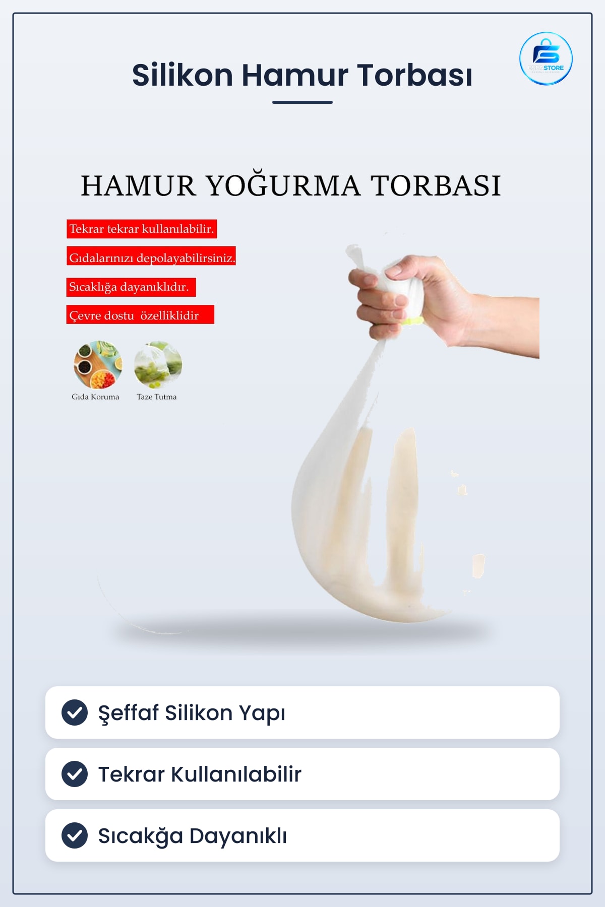 Orta Silikon Hamur Torbası Şeffaf Yoğurma Aleti Ekmek Makarna Mantı Hamuru Pratik Mutfak Kullanımı