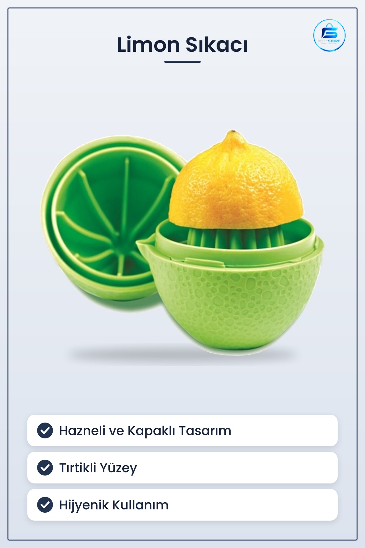 Limon Sıkacığı Hazneli Kapaklı Hijyenik Aparat 10 cm x 7 Tırtıklı Pratik Mutfak Aracı
