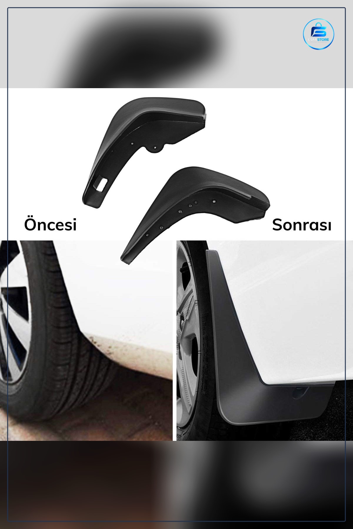 Çamur Önleyici Paçalık 2 Adet Ön veya Arka Uyumlu Universal 32x19 cm Kauçuk Araç Taş Koruyucu