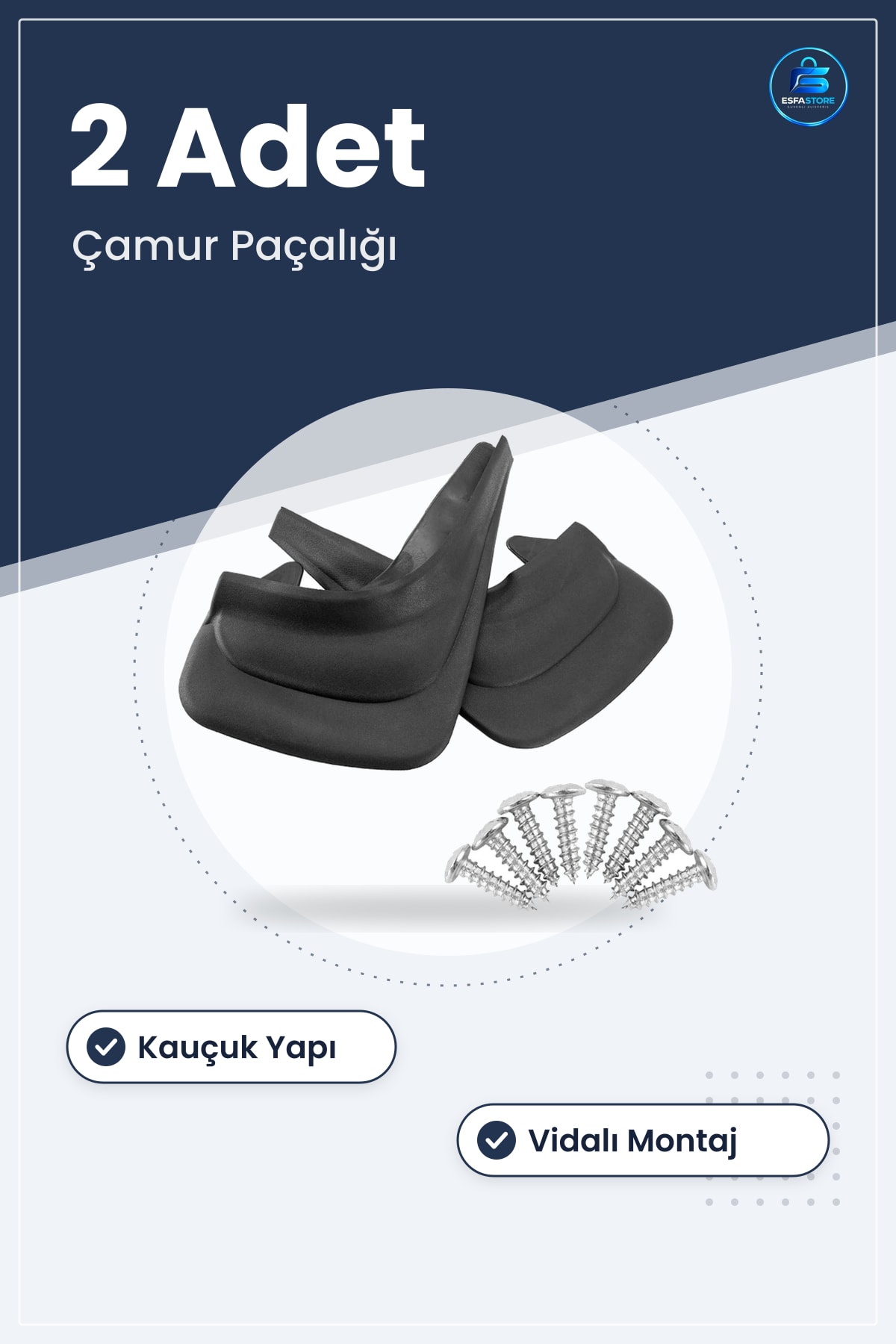 Çamur Önleyici Paçalık 2 Adet Ön veya Arka Uyumlu Universal 32x19 cm Kauçuk Araç Taş Koruyucu