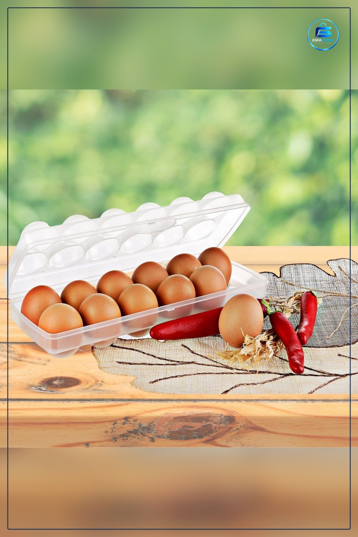Yumurta Saklama Kabı 12li Şeffaf Kapaklı Kilitli Sert Plastik Buzdolabı Kutusu 27cm x 10,5cm 7cm