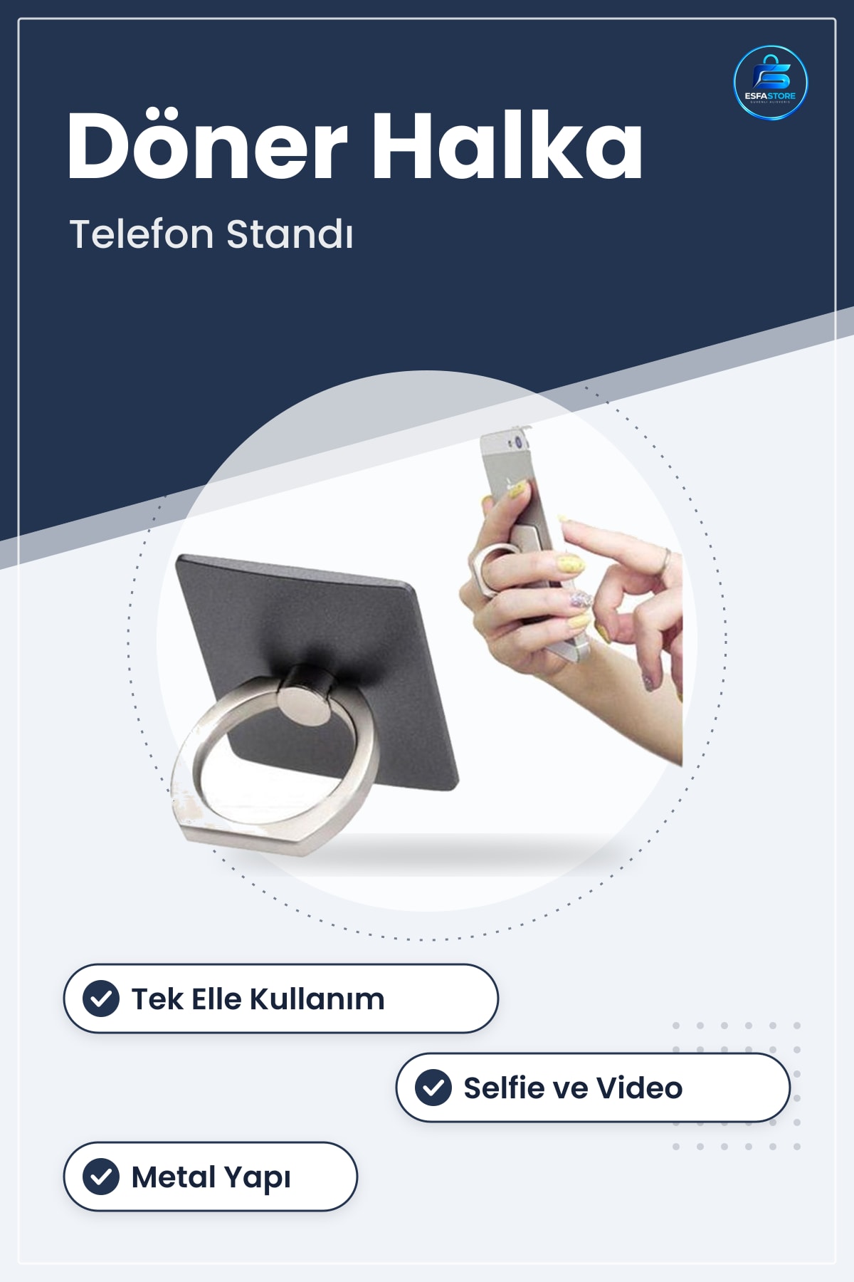 Yüzük Tasarım Telefon Tablet Ring Stand Aparatı Selfie Tutucu Döner Parmak Halkası Metal