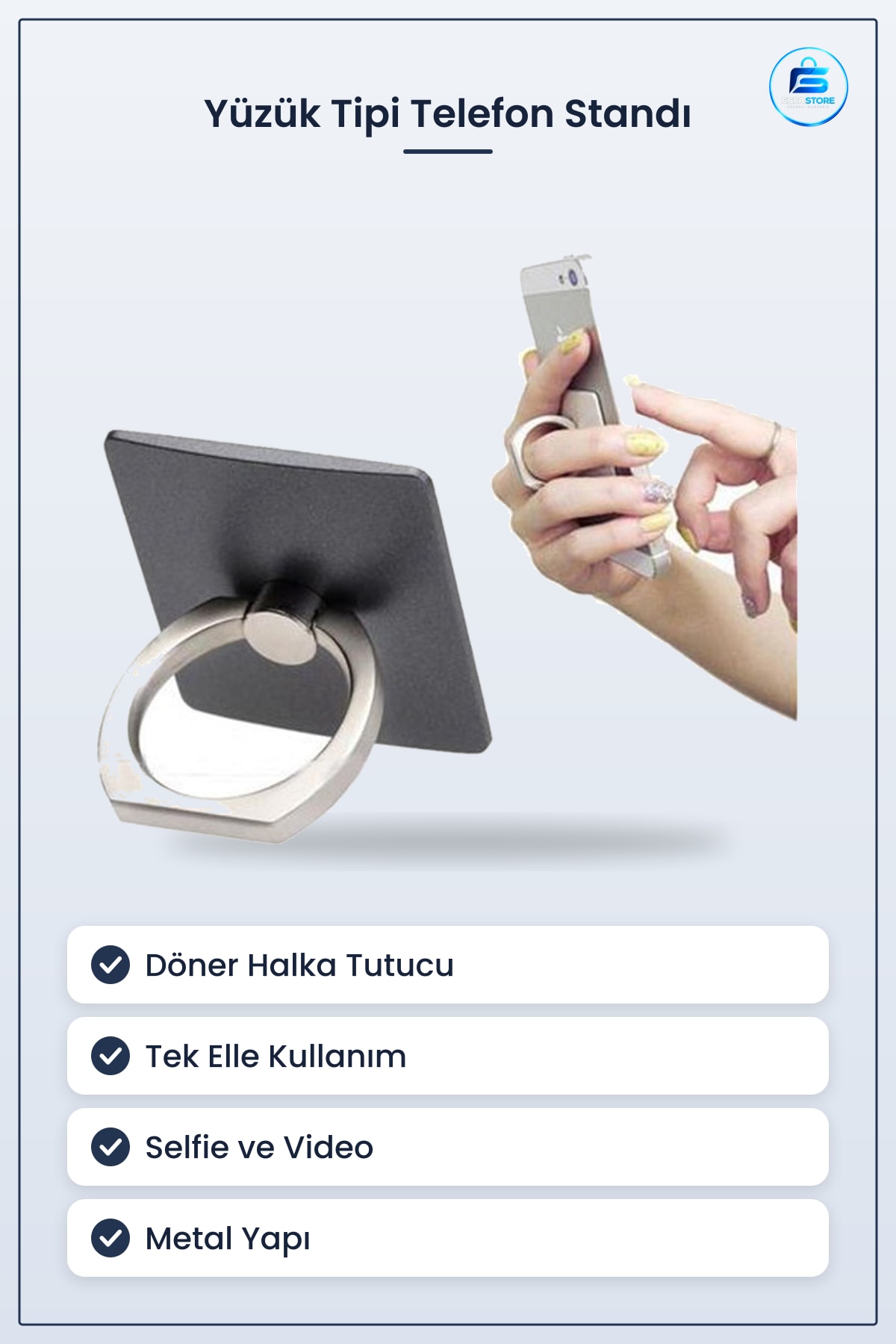 Yüzük Tasarım Telefon Tablet Ring Stand Aparatı Selfie Tutucu Döner Parmak Halkası Metal