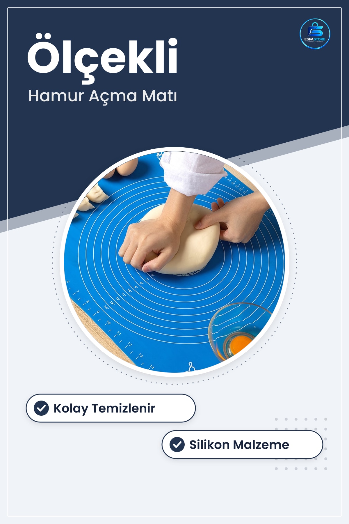 Silikon Ölçekli Kullanımı Kolay Hamur Açma Matı Mutfak Pişirme Pastacılık Dayanıklı Pratik Yüzey