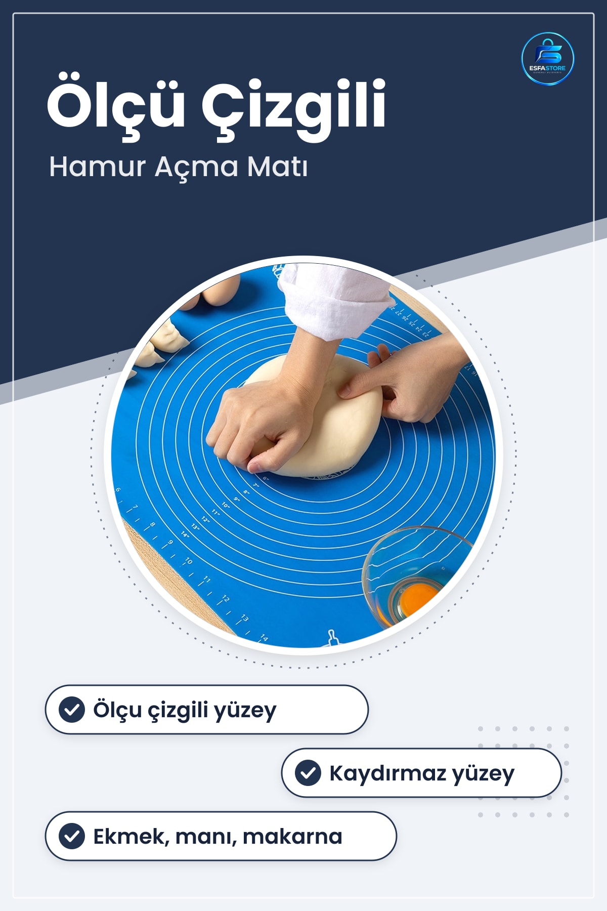 Silikon Hamur Açma Matı Ekmek Mantı Makarna Yoğurma Kaydırmaz Gıda Standardı Pratik Mutfak