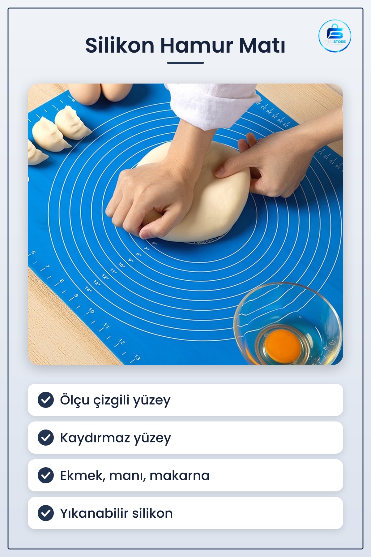 Silikon Hamur Açma Matı Ekmek Mantı Makarna Yoğurma Kaydırmaz Gıda Standardı Pratik Mutfak