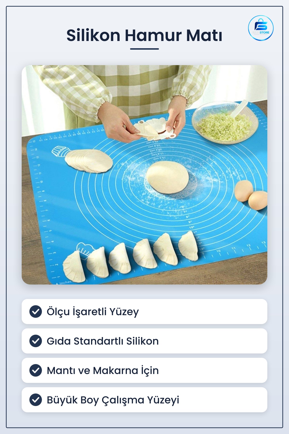 Silikon Hamur Açma Matı Mantı Ekmek Makarna Yoğurma Gıda Standardı Büyük Boy Pratik Kullanışlı
