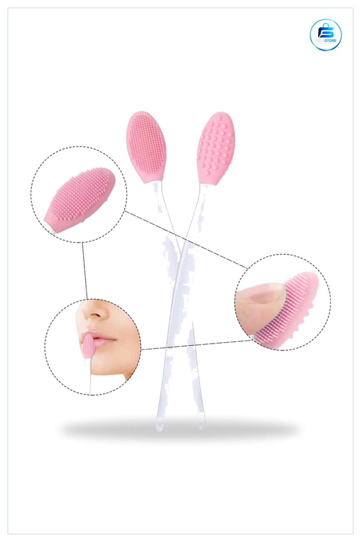Silikon Dudak Fırçası Peeling Etkili Gözenek Temizleyici Akne Giderici Çift Yönlü Set Pratik Bakım