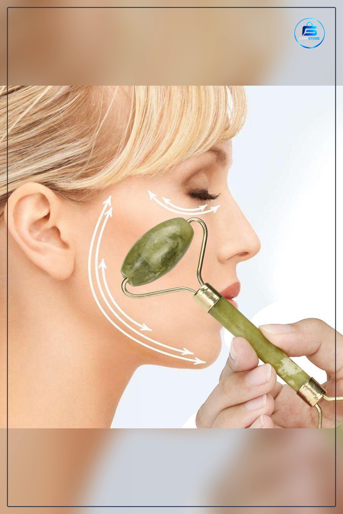 Çift Taraflı Cilt Temizleme Fırçası Yeşim Taşı Yüz Masaj Aleti Nokta Giderici Jade Roller Set