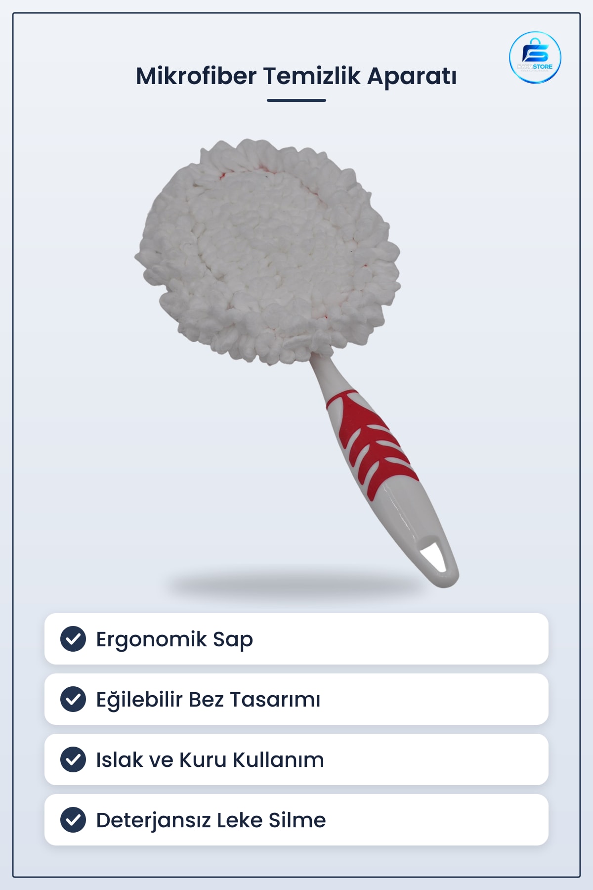 Mikrofiber Tutacaklı Toz Kir Alıcı Temizlik Bezi Aparatı Ergonomik Sap Eğilebilir Pratik Kullanım