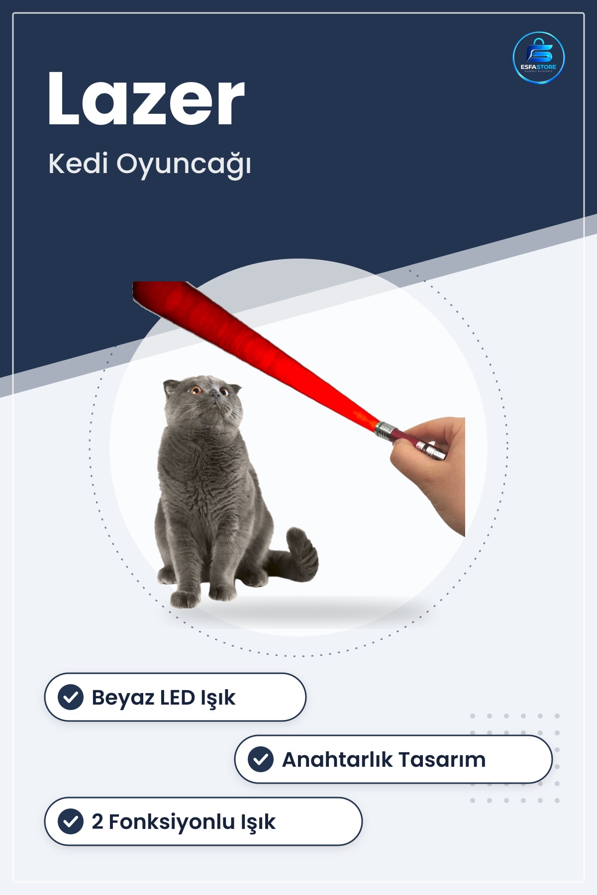 Kedi Oyuncağı Işıklı Led Lazer Anahtarlık Köpek İnteraktif Eğlence Pratik Hediyelik Ürün