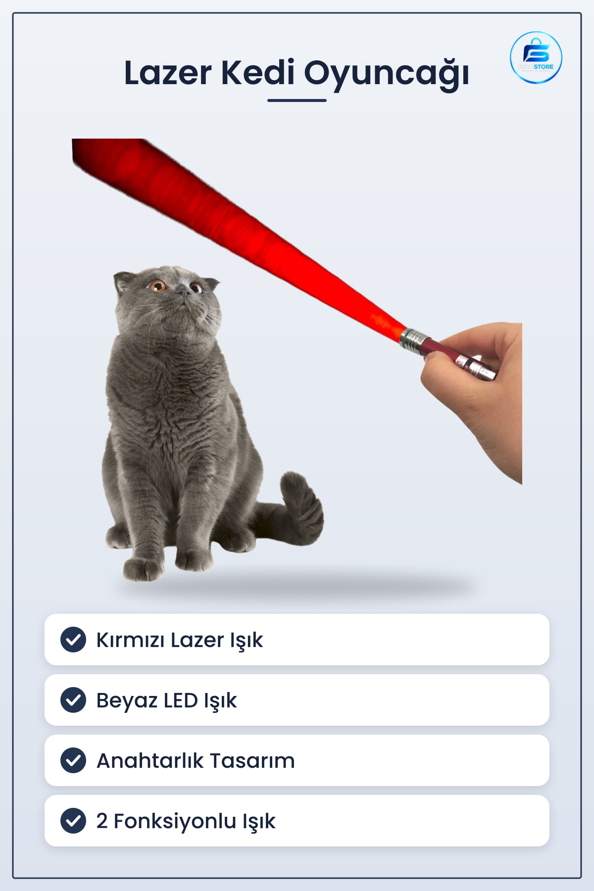 Kedi Oyuncağı Işıklı Led Lazer Anahtarlık Köpek İnteraktif Eğlence Pratik Hediyelik Ürün