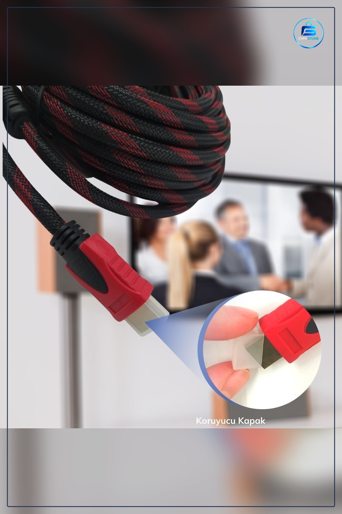 HDMI Görüntü Aktarma Kablosu Full HD HDTV Bilgisayar Uydu Örgülü Sargilı Dayanıklı Pratik Bağlantı