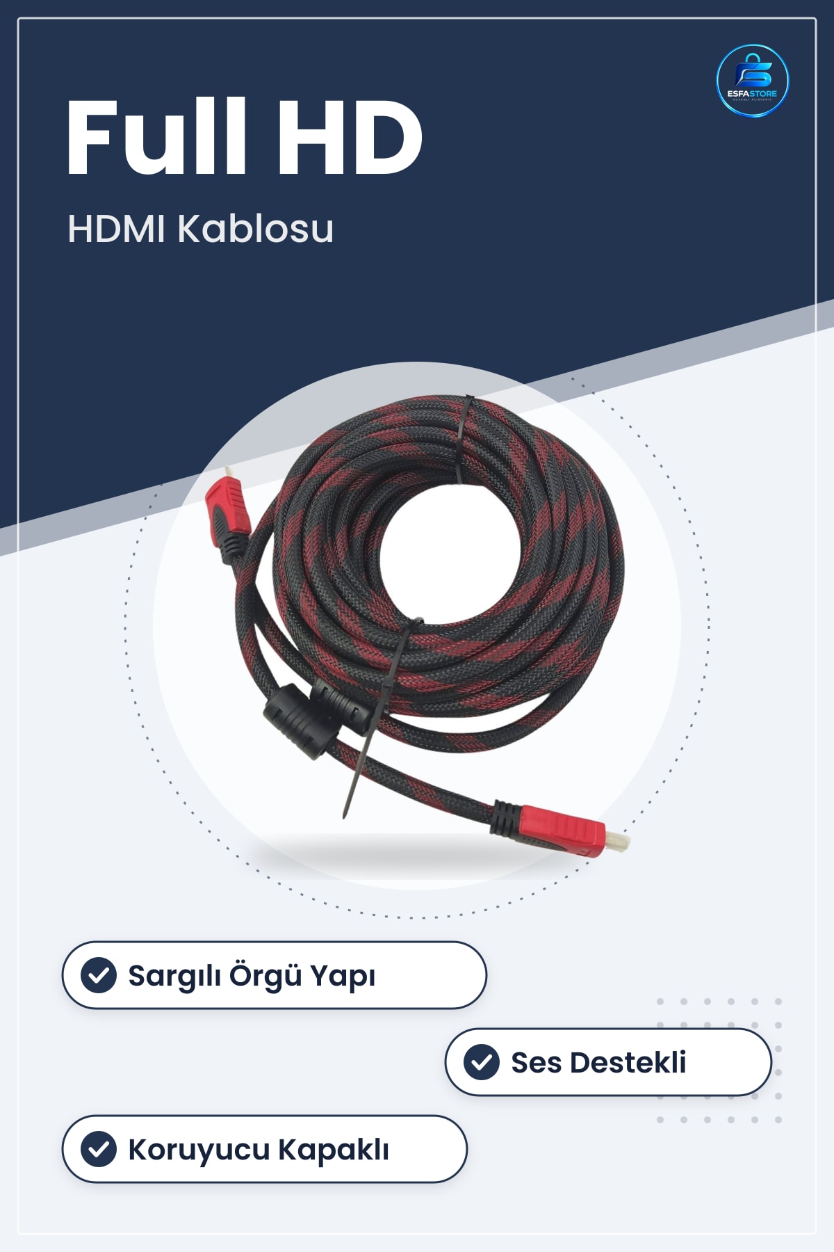 HDMI Kablosu Full HD Sargılı Görüntü Aktarma Ses Destekli Uydu Bilgisayar Oyun Konsolu Bağlantı