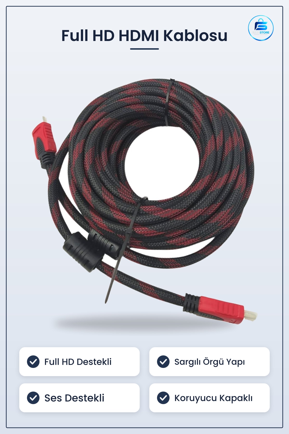 HDMI Kablosu Full HD Sargılı Görüntü Aktarma Ses Destekli Uydu Bilgisayar Oyun Konsolu Bağlantı