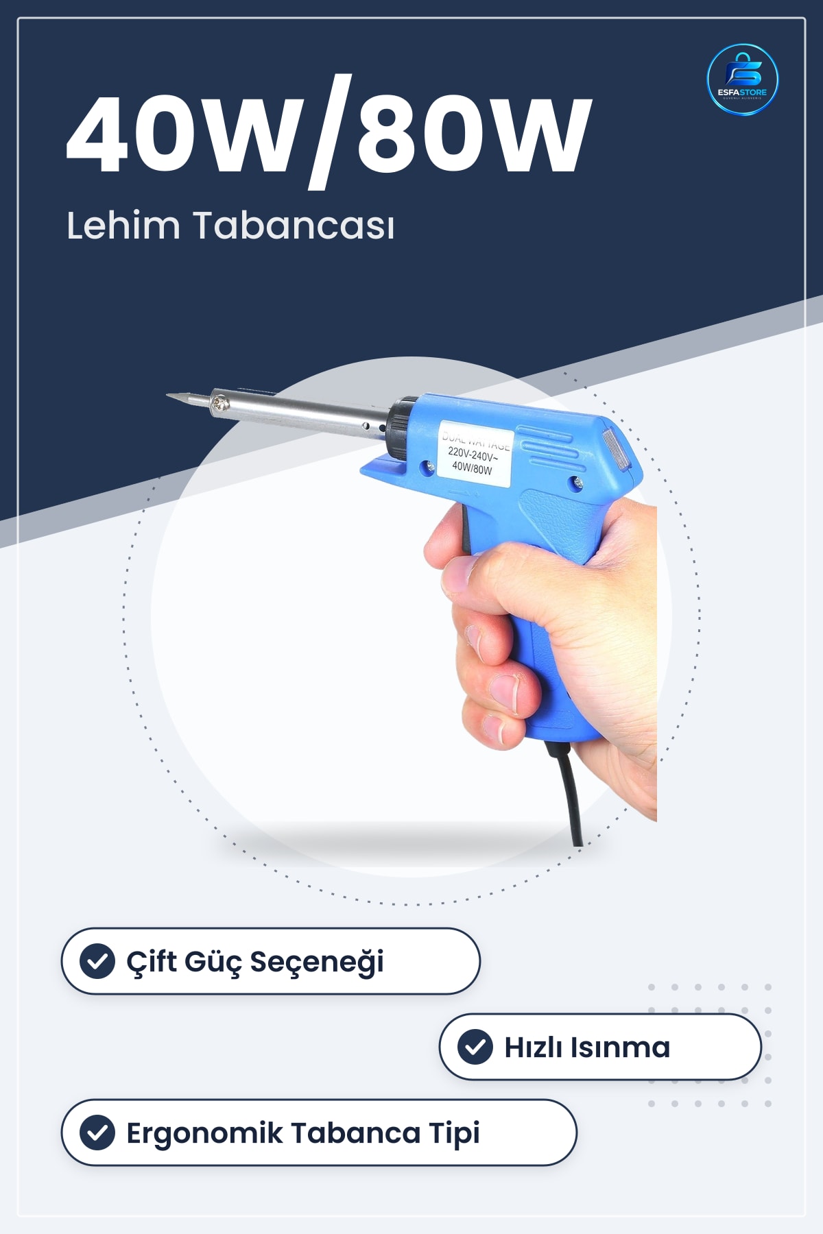 Lehim Tabancası Havya Profesyonel Ayarlanabilir Güç Hızlı Isıtma Elektronik Devre Lehimleme Aleti