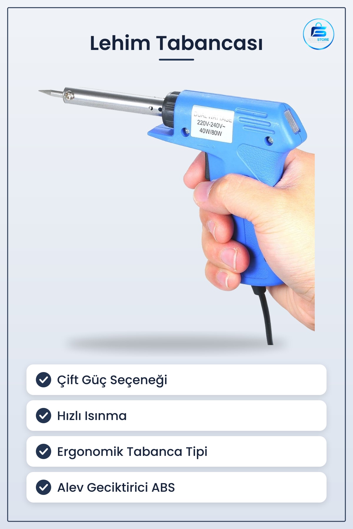 Lehim Tabancası Havya Profesyonel Ayarlanabilir Güç Hızlı Isıtma Elektronik Devre Lehimleme Aleti