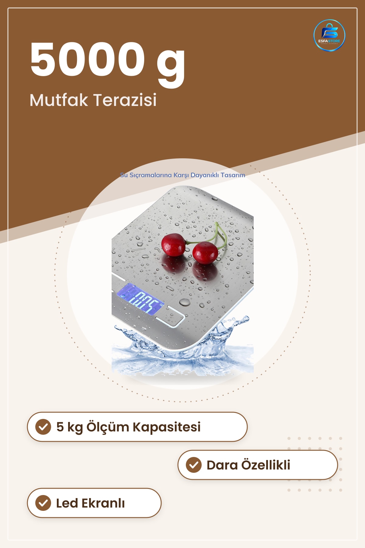Dijital Mutfak Terazisi Hassas Ölçümlü Led Ekranlı Dara Özellikli Otomatik Kalibrasyonlu Pratik