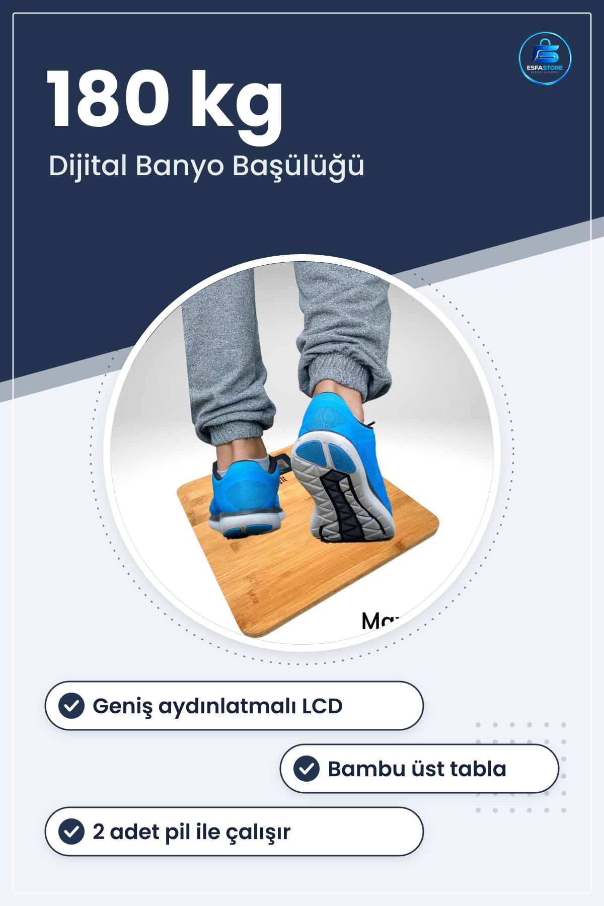Dijital Banyo Baskülü Bambu Yüksek Hassasiyetli Darbelere Dayanıklı Ev Tartısı Pratik