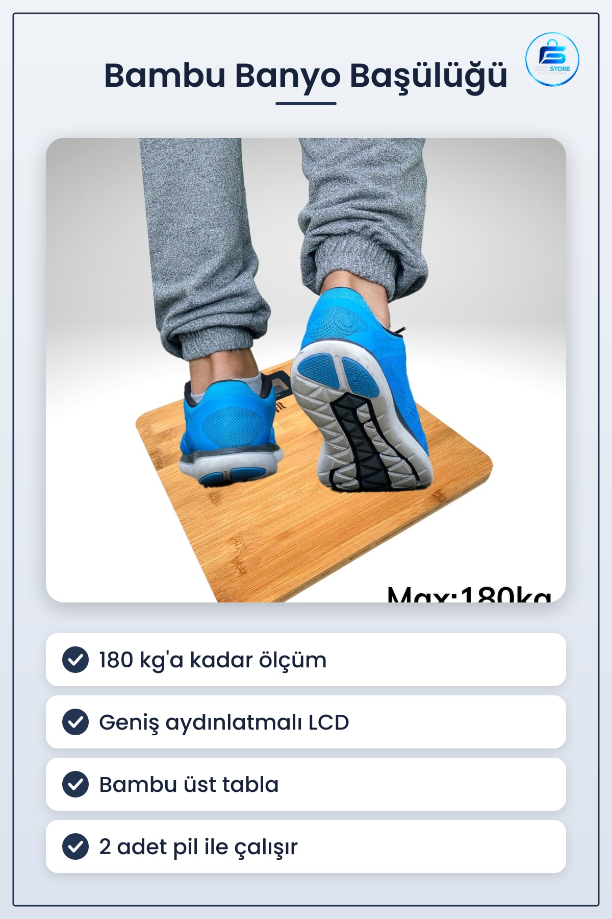Dijital Banyo Baskülü Bambu Yüksek Hassasiyetli Darbelere Dayanıklı Ev Tartısı Pratik