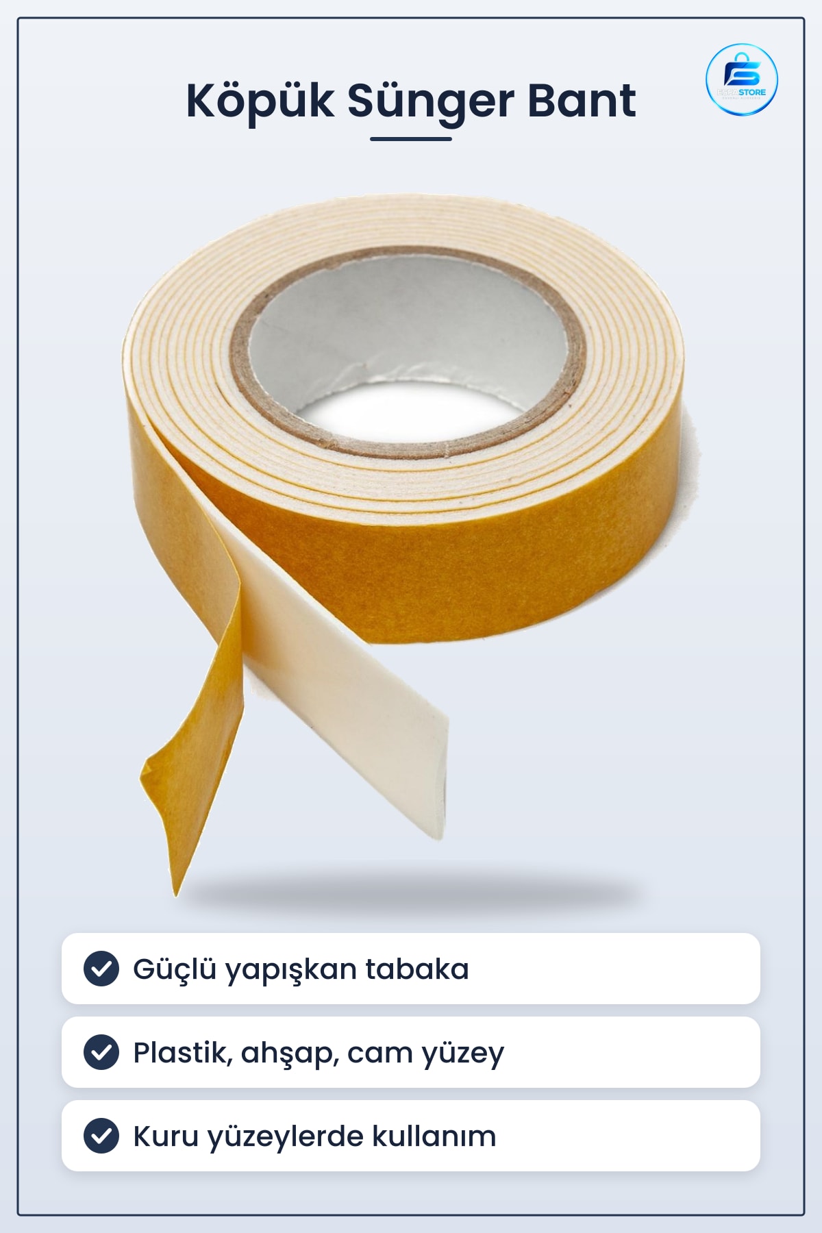 Çift Taraflı Köpük Sünger Bant Çok Amaçlı Güçlü Yapışmalı Montaj Bandı Pratik Kullanım