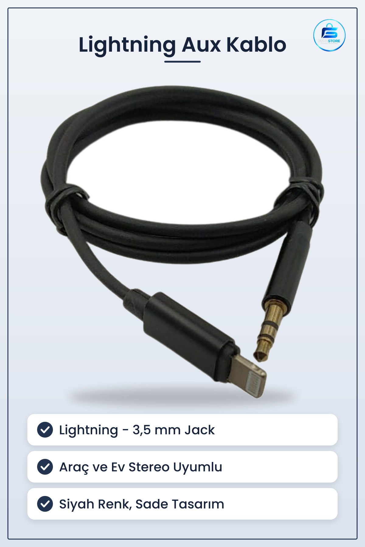 Lightning Aux Ses Kablosu iPhone Araç Dönüştürücü Jack Girişli Müzik Aktarma Adaptörü Pratik