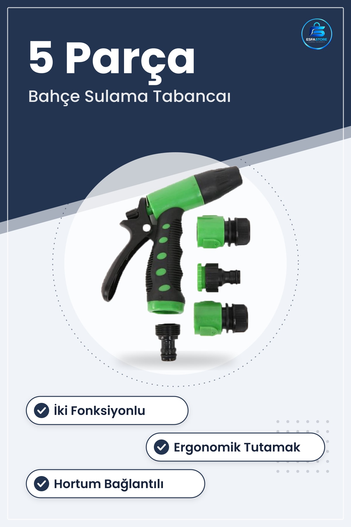 Bahçe Tarla Otomatik Sulama Tabancası Seti İki Fonksiyonlu Hortum Bağlantı Aparatlı Pratik