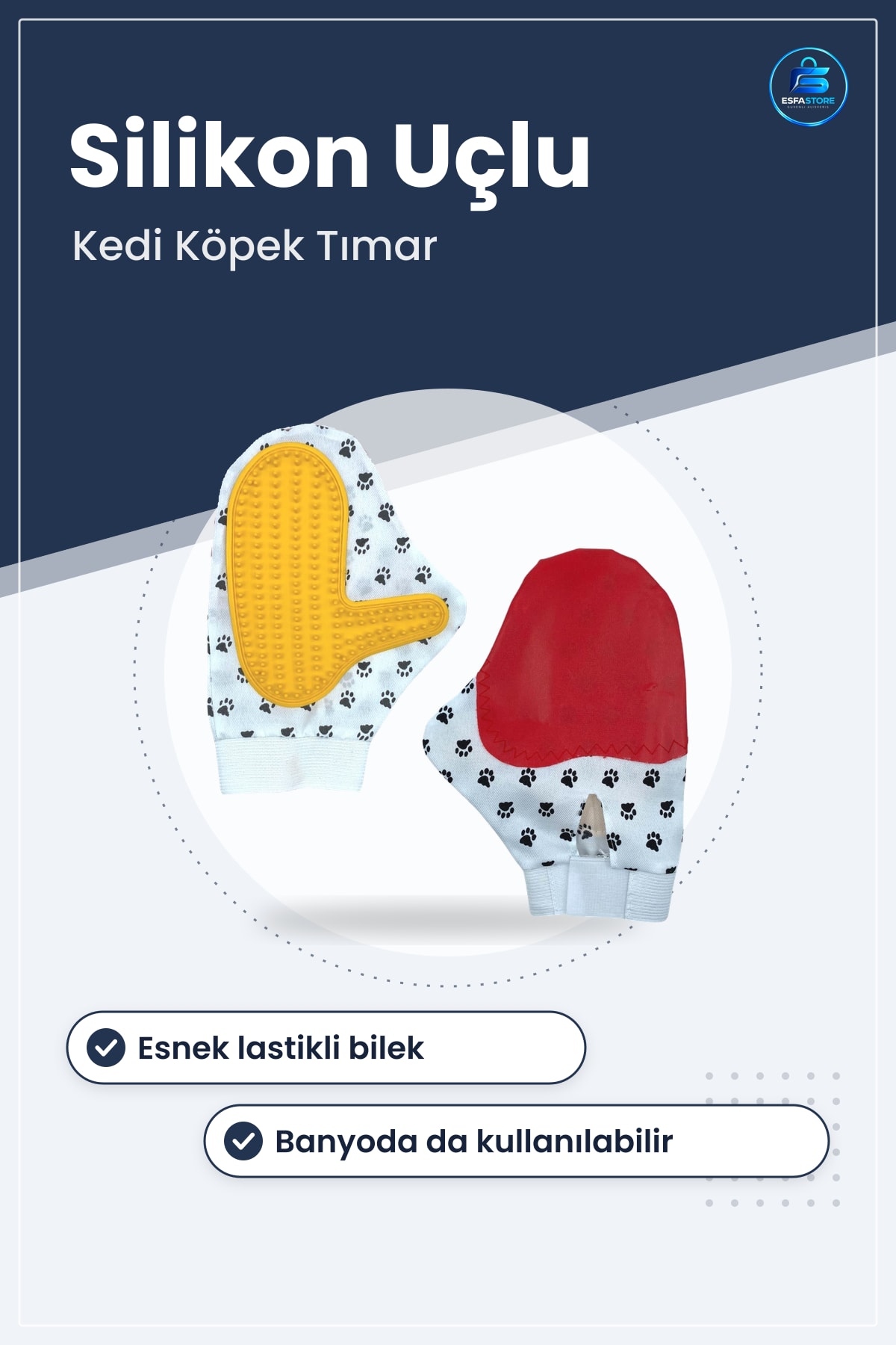 Kedi Köpek Tüy Açıcı Düğüm Çözücü Tımar Masaj Eldiveni Silikon Uçlu Yıkama Fırçası Pratik