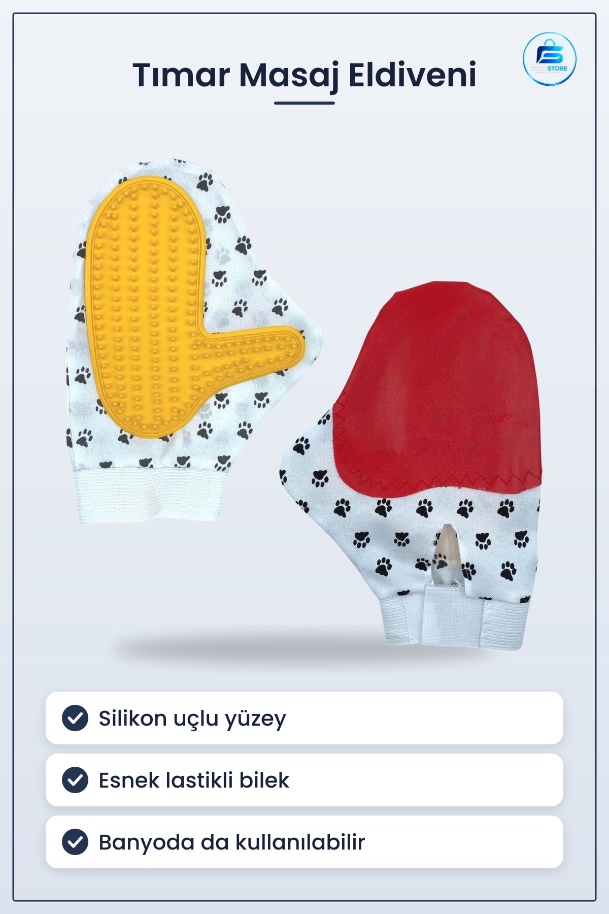 Kedi Köpek Tüy Açıcı Düğüm Çözücü Tımar Masaj Eldiveni Silikon Uçlu Yıkama Fırçası Pratik