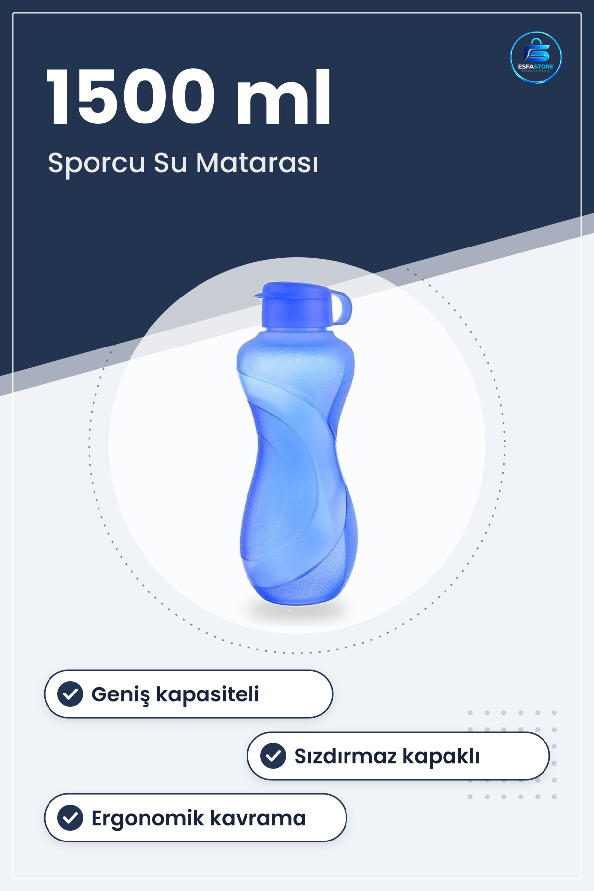 Sporcu Suluk Pratik El Matarası Geniş Kapasiteli Dayanıklı Sızdırmaz Kapaklı Günlük Su Şişesi
