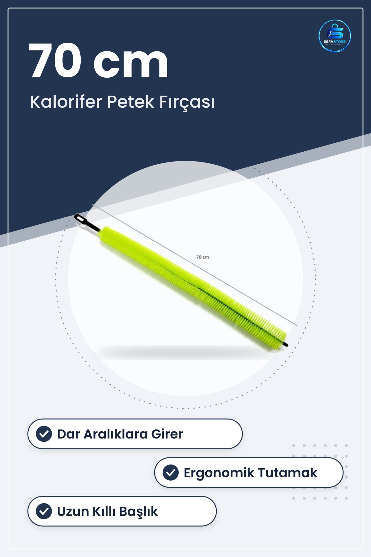 Kalorifer Peteği Temizleme Fırçası Ergonomik Pratik Uzun Saplı Kolay Kullanımlı Temizlik Aleti