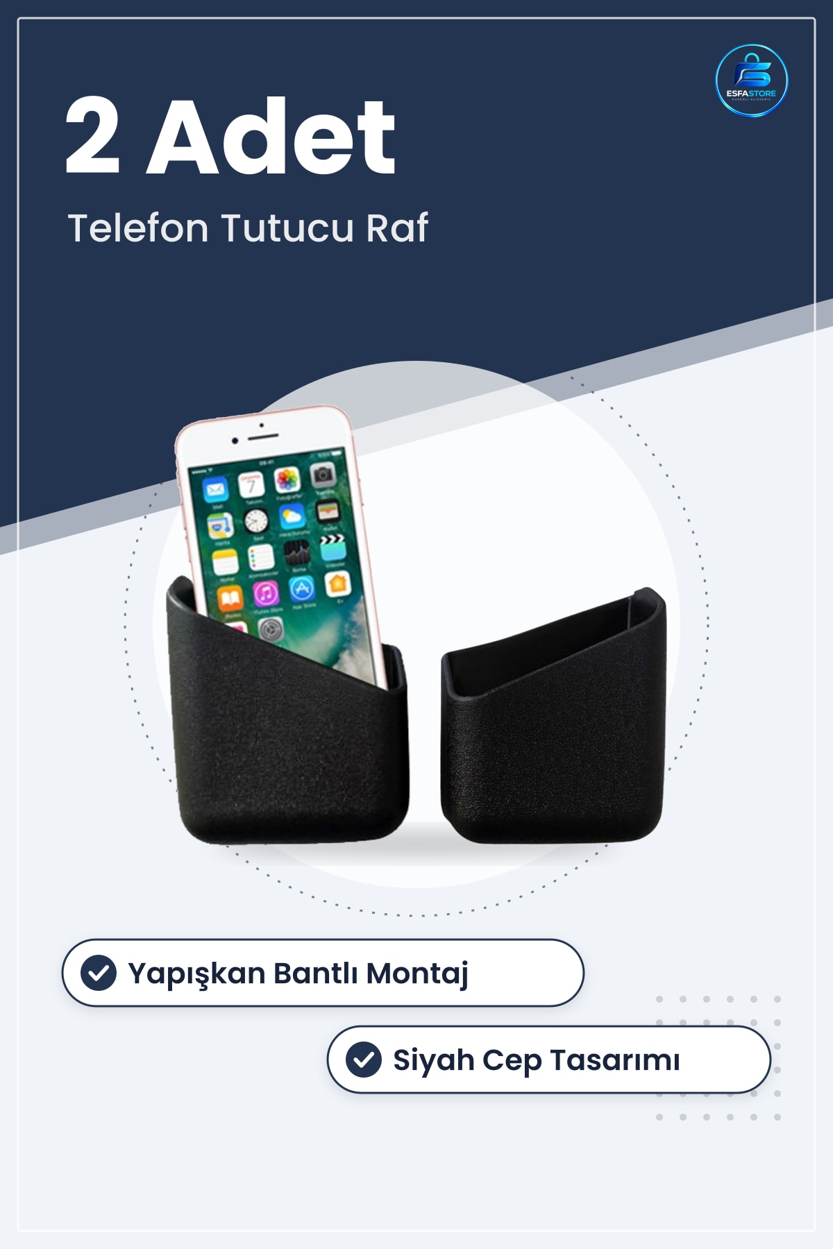 Araç İçi Yapışkan Bantlı Telefon Tutucu Raf Organizer Aksesuar Düzenleyici Ofis Masaüstü Kullanım