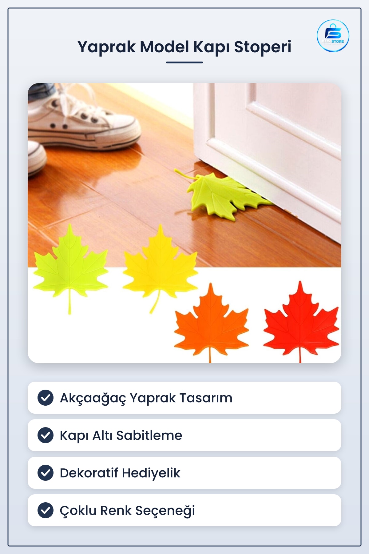 Yaprak Görünümlü Kapı Altı Stoperi Tutucu Aparatı 2 Adet Dekoratif Durdurucu Ev Dekor