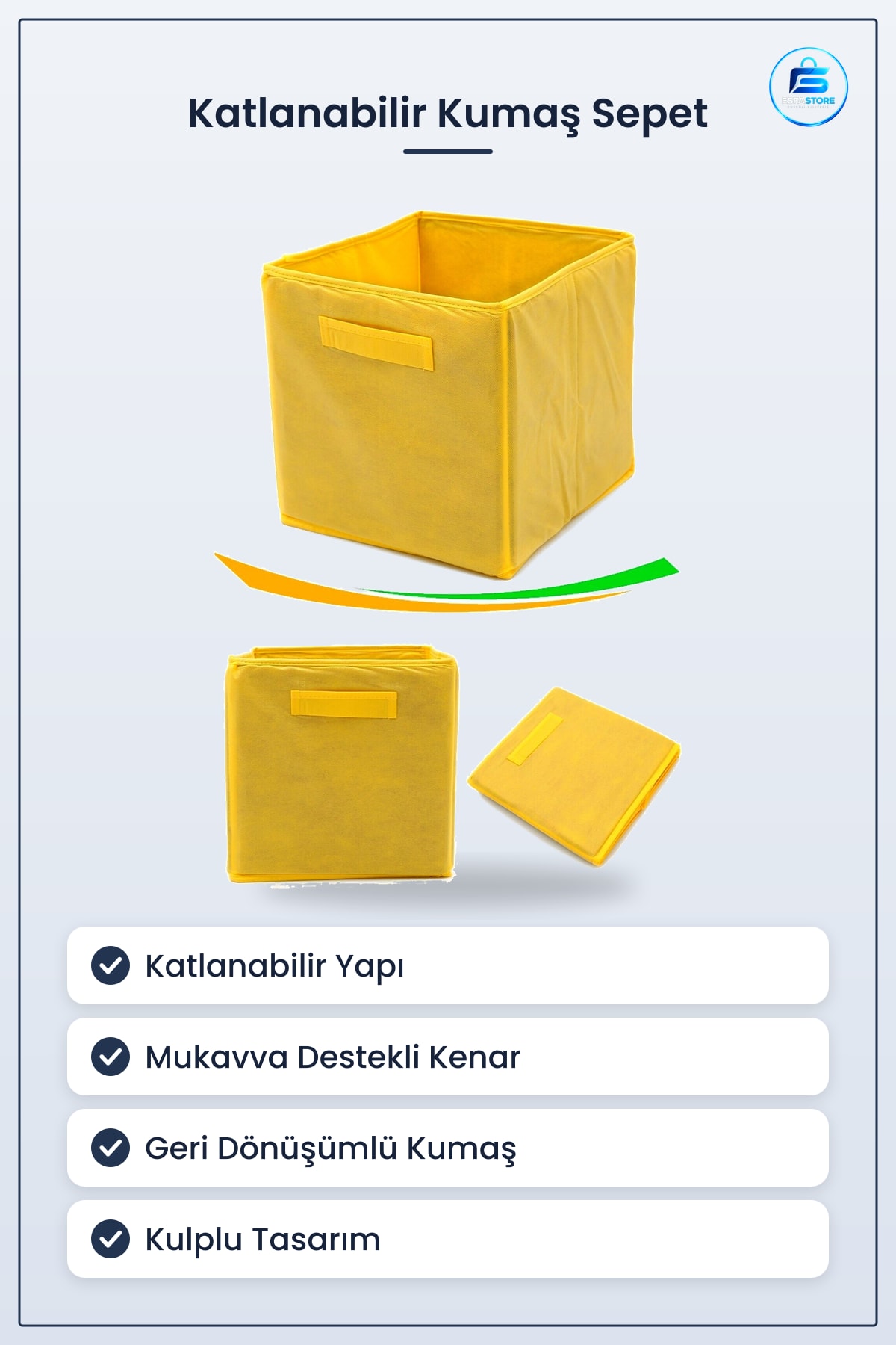 Katlanabilir Dekoratif Dolap İçi Düzenleyici Organizer Kutu Çok Amaçlı Kumaş Saklama Sepeti