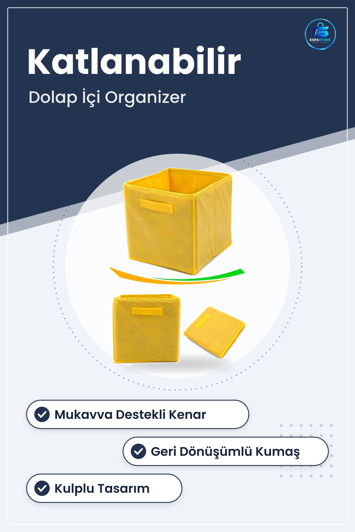 Katlanabilir Dekoratif Kumaş Saklama Kutusu Dolap İçi Düzenleyici Organizer Çok Amaçlı Sepet