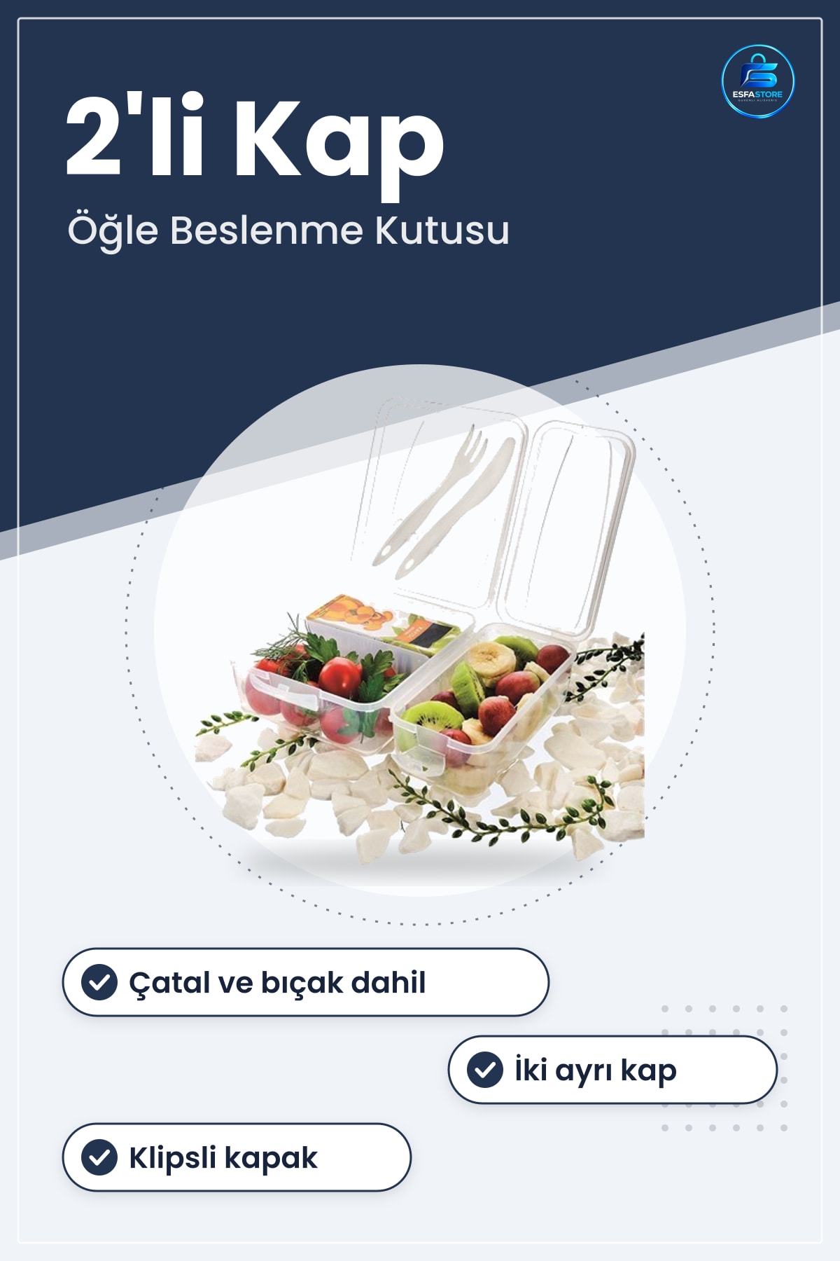 Takeaway Ergonomik Asorti Çatal Bıçaklı Pratik Yoğurt Saklama Kabı Öğle Beslenme Kutusu Kullanışlı