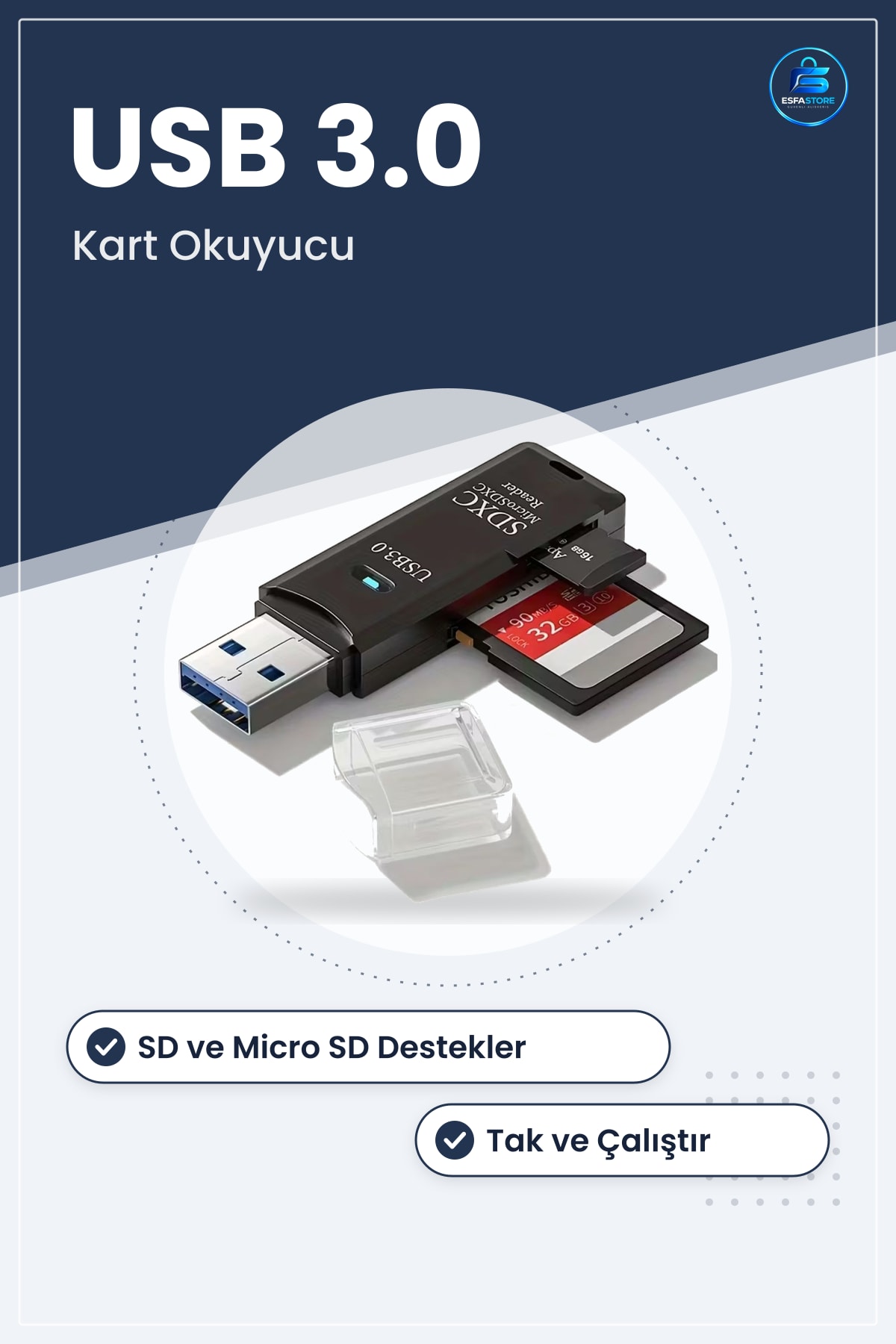 USB Micro SD Hafıza Kartı Okuyucu Adaptör Veri Aktarıcı Tak Çalıştır Taşınabilir Kullanışlı