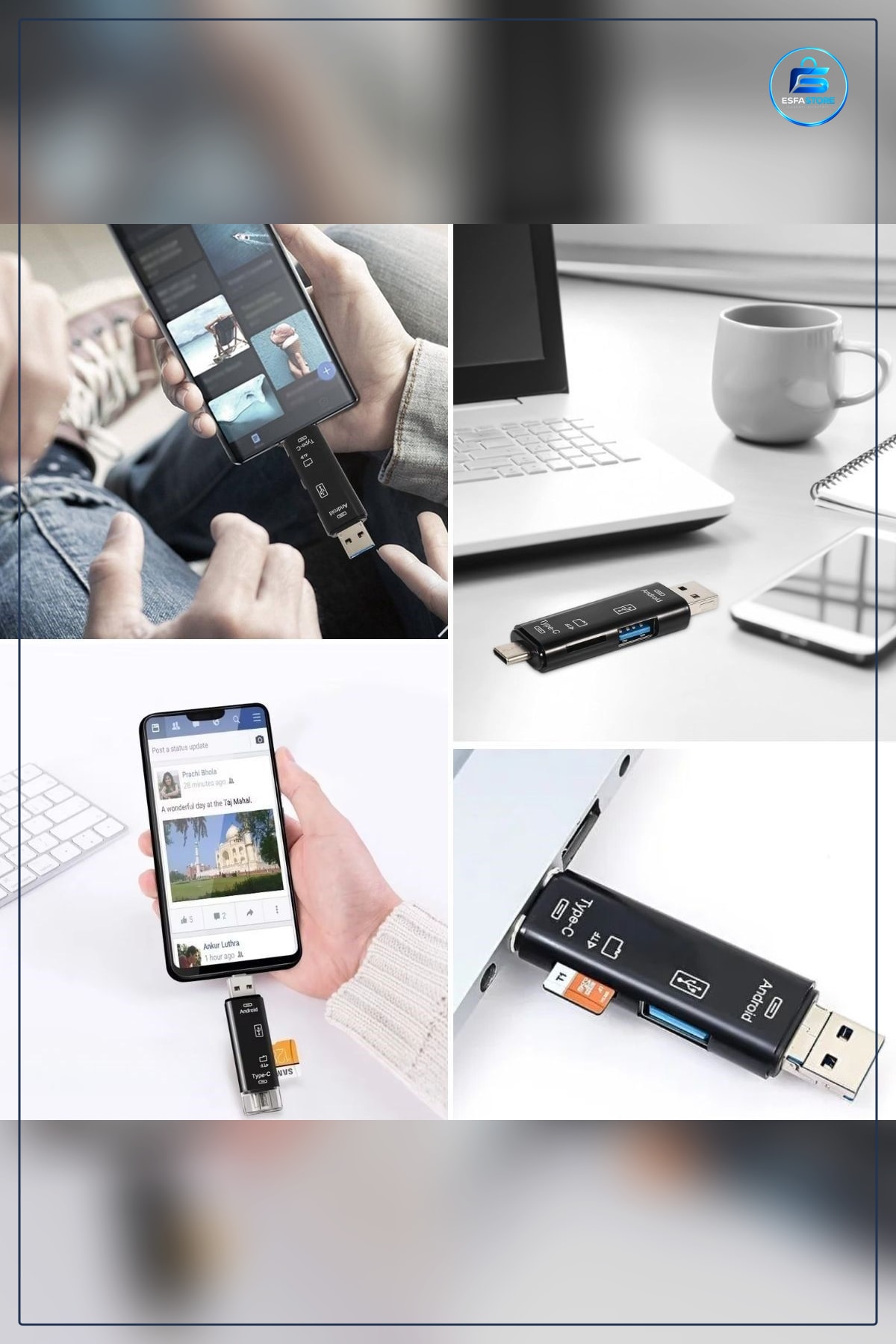 Micro SD Kart Okuyucu Çok Fonksiyonlu OTG Çevirici Type-C USB Girişli Telefon Tablet Bilgisayar
