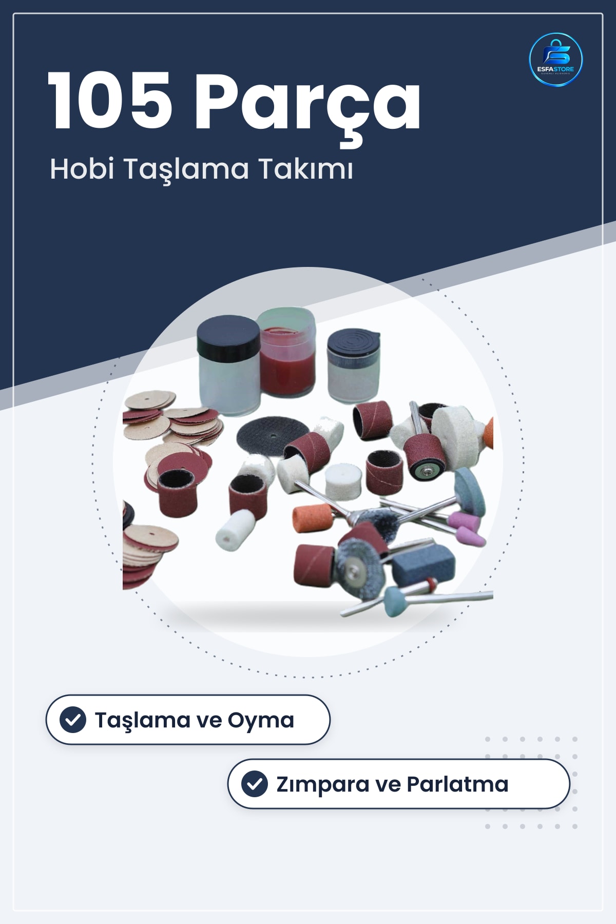 Gravür Taşlama Oyma Seti 105 Parça Metal Zımpara Kalıpçı Takımı Hobi Parlatma Kesme Aksesuarı