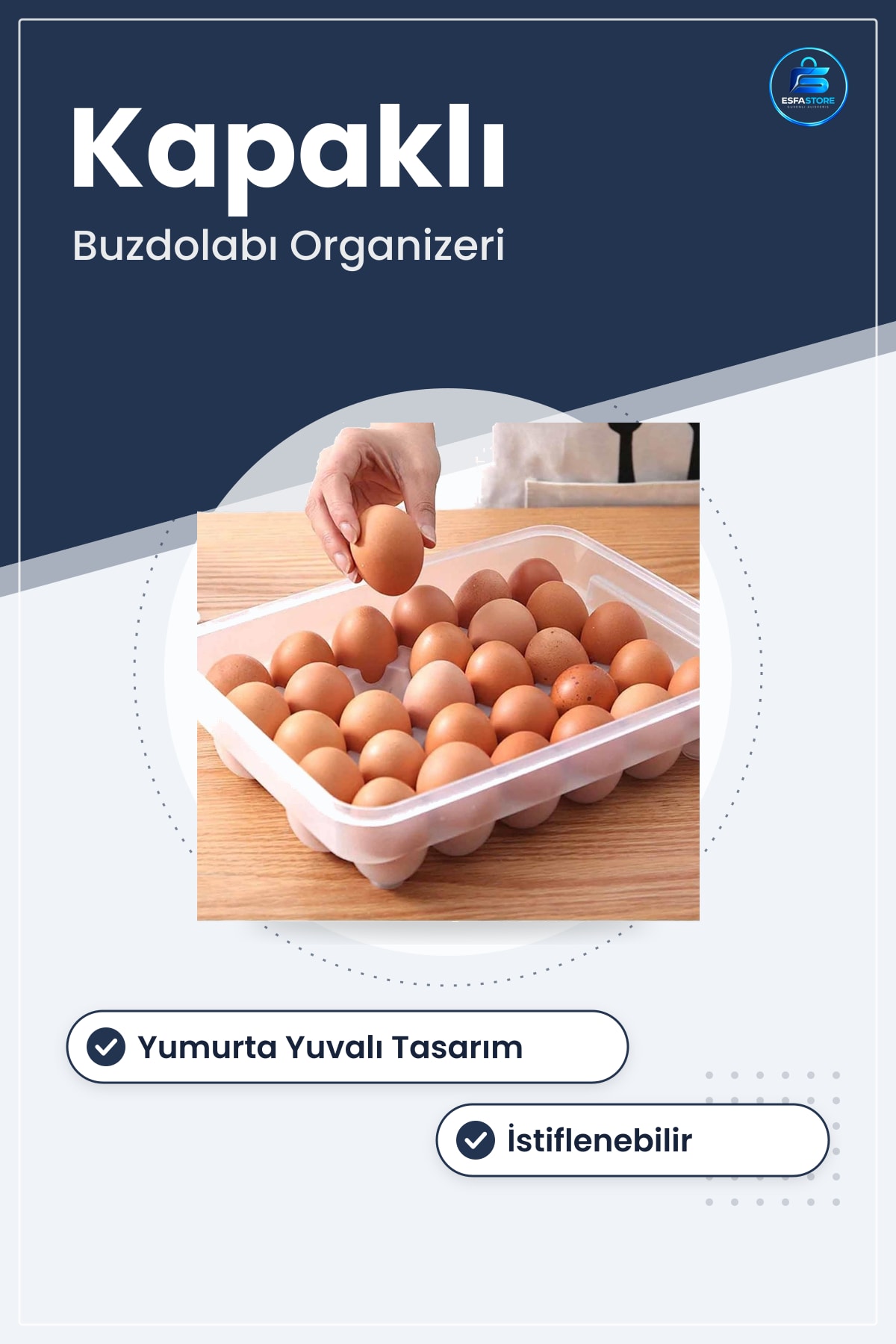 Yumurta Saklama Kabı Kapaklı Şeffaf Plastik Buzdolabı Düzenleyici Mutfak Organizeri Hediyelik